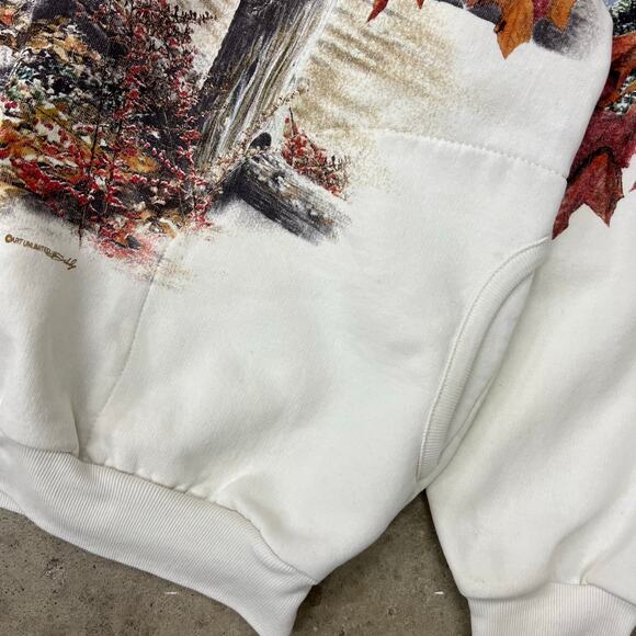 Vintage Art Unlimited Winter Birds Henley Crewneck Sweatshirt Chickadee Cardinal - Picture 5 of 9